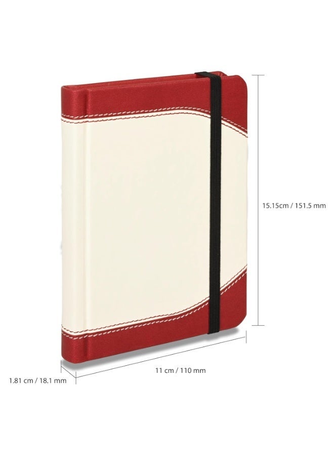 FIS® Hard Cover Notebook,Italian PU Materials,A6 Size,240 Pages,Plain No Ruling,Round Corners with Elastic Band Closure,70gsm Italian Ivory Paper,1 Piece,Red with White Color-FSNBA6PL1502 - Image 4